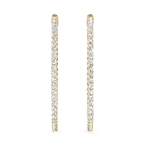0.75 carat Round Diamond Oval Shaped Hoop earrings in and out set in 14K Gold - simonbjewels.co