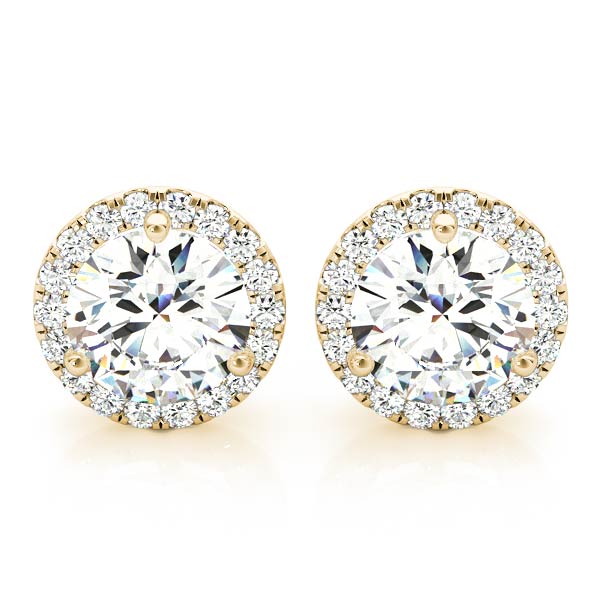 2.55 Carat F-VS Pave Halo Diamond Studs Earrings 14k White Gold - simonbjewels.co
