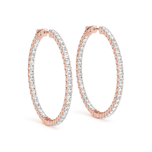 1.78 carat Round Diamond U-Prong Hoop earrings in and out set in 14K White Gold - simonbjewels.co