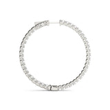 1.78 carat Round Diamond U-Prong Hoop earrings in and out set in 14K White Gold - simonbjewels.co
