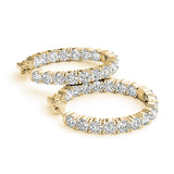 2.25 carat Round Diamond Oval Hoop earrings in and out set in 14K White Gold - simonbjewels.co