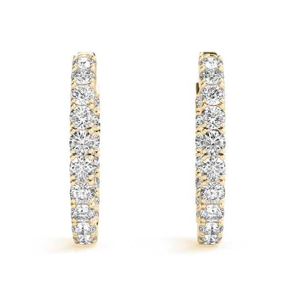 2.25 carat Round Diamond Oval Hoop earrings in and out set in 14K White Gold - simonbjewels.co