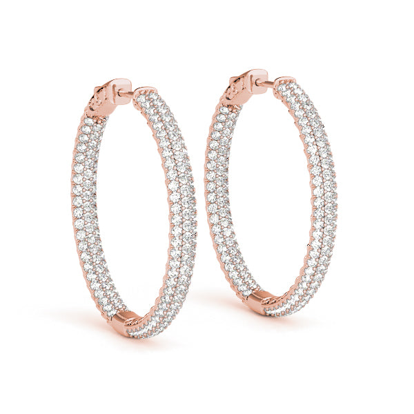 2.20 carat Round Diamond Micro-Pave Round Hoop earrings in and out set in 14K Gold - simonbjewels.co