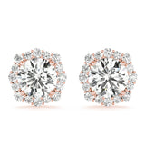 2.35 Carat F-VS Halo Diamond Studs Earrings set in 14k White Gold - simonbjewels.co