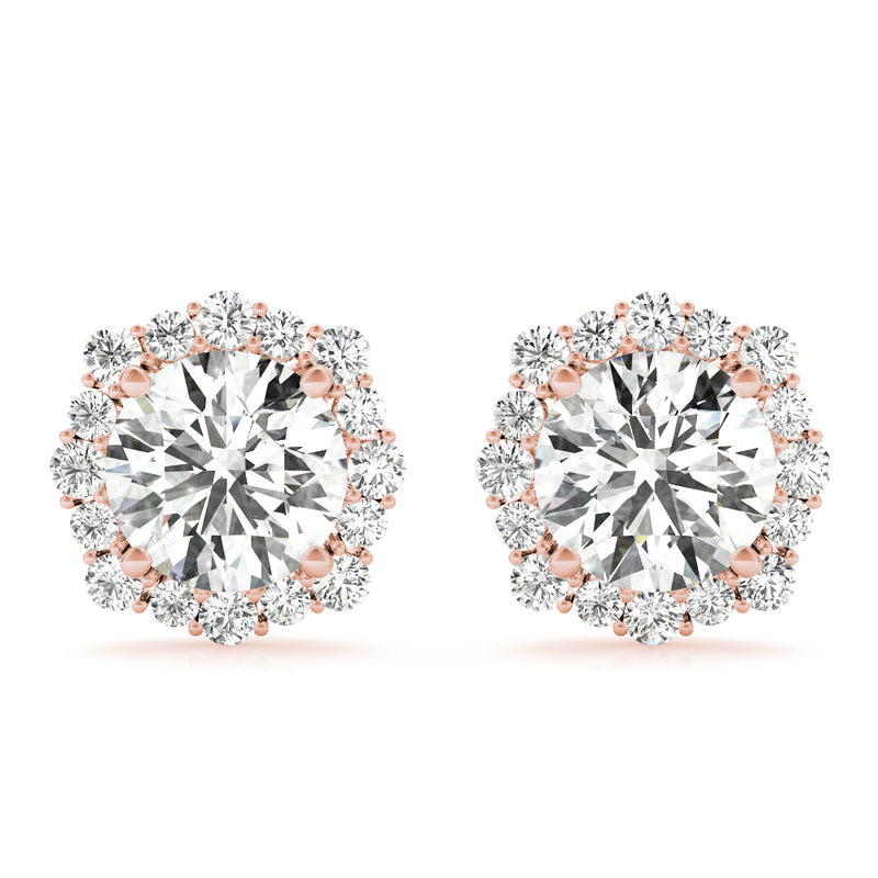 2.35 Carat F-VS Halo Diamond Studs Earrings set in 14k White Gold - simonbjewels.co