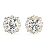 2.35 Carat F-VS Halo Diamond Studs Earrings set in 14k White Gold - simonbjewels.co