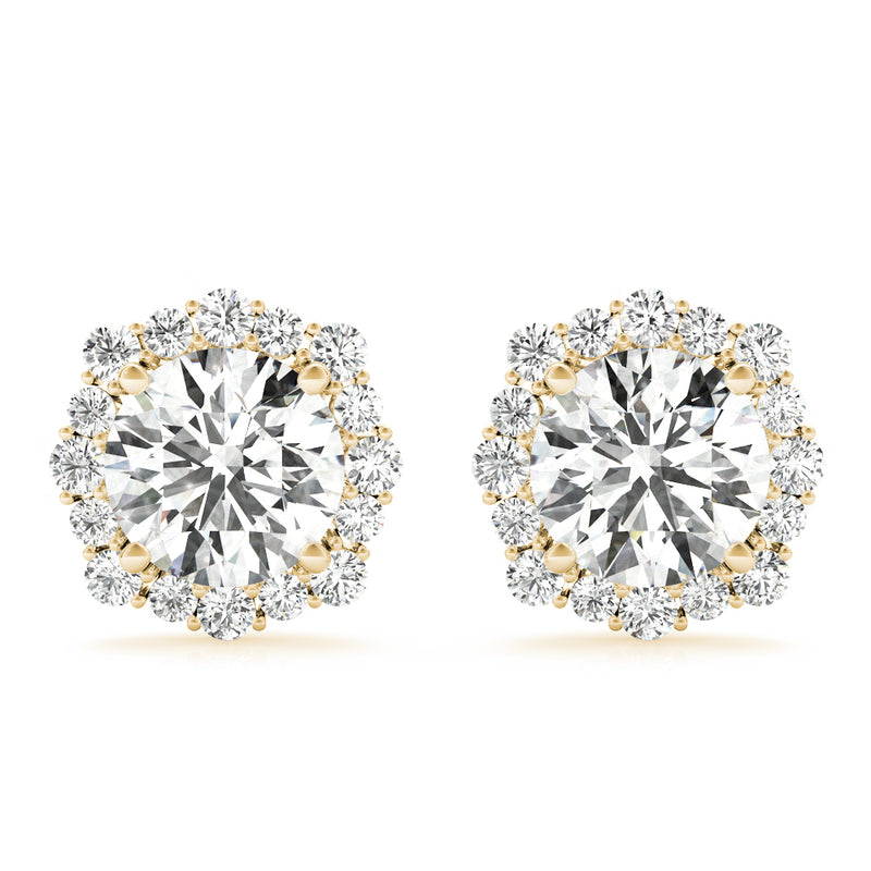 2.35 Carat F-VS Halo Diamond Studs Earrings set in 14k White Gold - simonbjewels.co