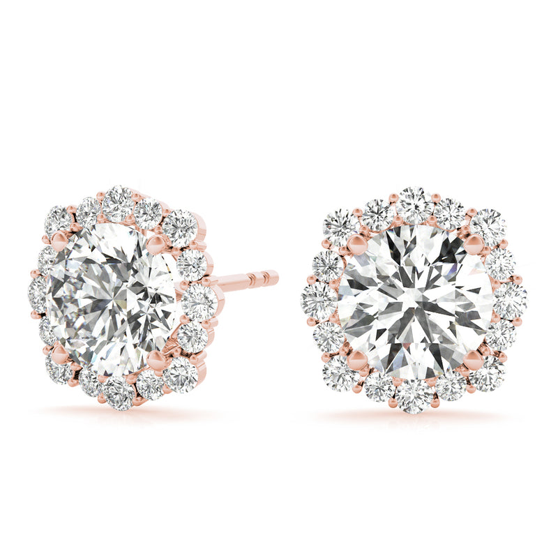 2.35 Carat F-VS Halo Diamond Studs Earrings set in 14k White Gold - simonbjewels.co