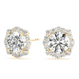 2.35 Carat F-VS Halo Diamond Studs Earrings set in 14k White Gold - simonbjewels.co