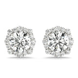 2.35 Carat F-VS Halo Diamond Studs Earrings set in 14k White Gold - simonbjewels.co