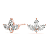 2.40 Carat Marquise shaped Diamond Flower Stud Earrings set in 14k Gold - simonbjewels.co