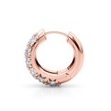 1.52 carat Round Diamond 3 Row Micro-Pave Huggie Hoop earrings set in 14K White Gold - simonbjewels.co
