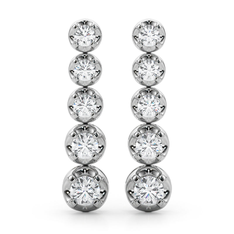 0.70 carat Round Diamond Tear Drop earrings set in 14K White Gold - simonbjewels.co