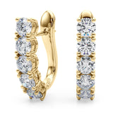 2.30 carat Round Diamond 1 -Row Hoop Drop earrings omega back set in 14K Gold - simonbjewels.co