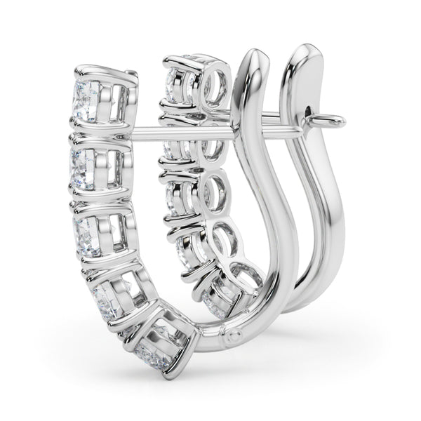 2.30 carat Round Diamond 1 -Row Hoop Drop earrings omega back set in 14K Gold - simonbjewels.co