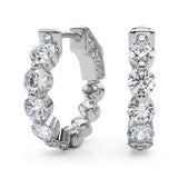 0.75 carat Round Diamond Huggie Hoop earrings set in 14K White Gold - simonbjewels.co