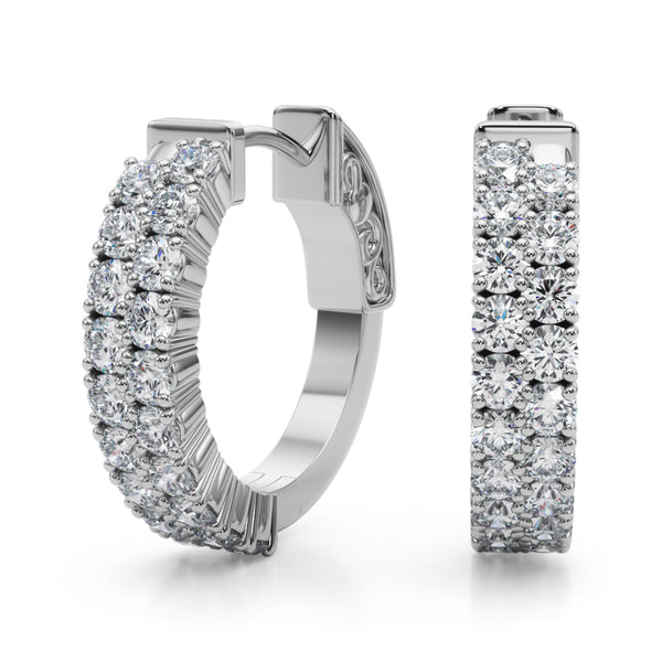 0.75 carat Round Diamond 2 -Row Huggie Hoop earrings set in 14K Gold - simonbjewels.co