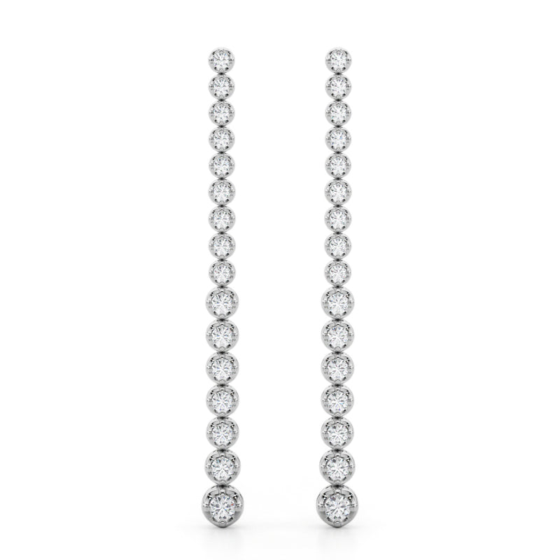 2.25 carat Round Diamond Long Tear Drop earrings set in 14K White Gold - simonbjewels.co