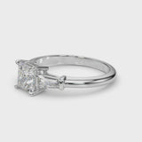 1.55ct Princess-cut Tapered Baguette Three Stone Diamond Engagement Ring Setting (0.50ctw) In 14k White Gold