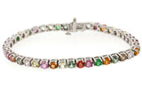 10CT. Multi-Color Genuine Gemstone Rainbow heavy Platinum Tennis Bracelet - simonbjewels.co