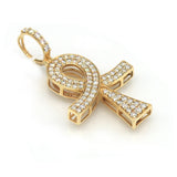 side view key of life cross custom diamond pendant two rows pave delicate 1.25 '' long 1'' wide sprakling natural diamonds