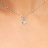 1.25 ct Pear shaped Diamond Halo Round Diamond Pendant Necklace 18k Gold - simonbjewels.co