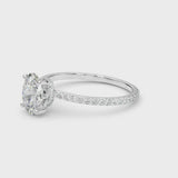 4 CT TW Oval cut Diamond Hidden Halo Engagement Ring Setting (1/3 CT TW ct tw) In 14k White Gold