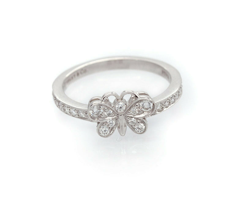 Tiffany & Co. Enchant Butterfly Platinum Diamond Ring Size: 5 Sizable - simonbjewels.co