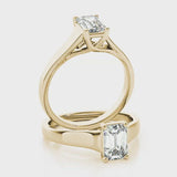 1 ct tw Emerald cut Diamond Solitaire Trellis Engagement Ring Setting In 14k White Gold