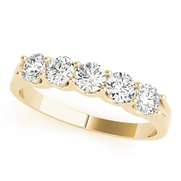 1/2 ct tw Round cut Diamond 5-Stone Wedding Band Anniversary Ring 14k Gold - simonbjewels.co