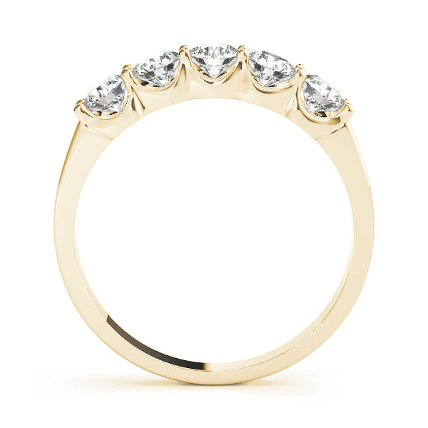 1/2 ct tw Round cut Diamond 5-Stone Wedding Band Anniversary Ring 14k Gold - simonbjewels.co