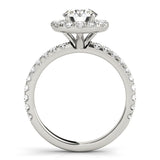 1.00 ct tw Round cut Halo Diamond Engagement Ring Setting (1/8 ct tw) In 18k White Gold - simonbjewels.co