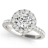 1.00 ct tw Round cut Halo Diamond Engagement Ring Setting (1/8 ct tw) In 18k White Gold - simonbjewels.co