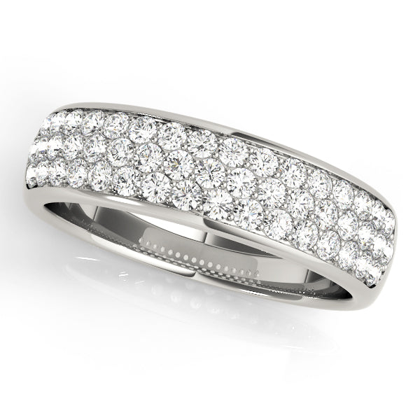 5/8 ct tw Round cut Diamond Pave Wedding Band Ring Anniversary Ring 14k White Gold - simonbjewels.co