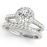 1.25 ct tw Round cut Diamond Halo Engagement Ring Setting (1/3 ct tw) In 18k White Gold - simonbjewels.co