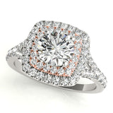 1.00 ct tw Round cut Diamond Double Halo Engagement Ring Setting (1/2 ct tw) In 18k White Gold - simonbjewels.co