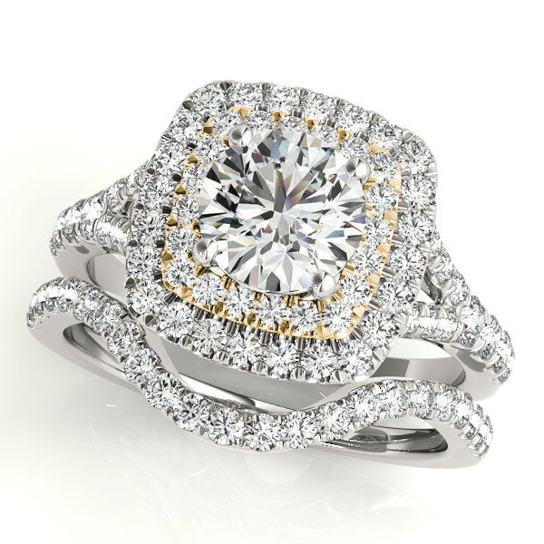 1.00 ct tw Round cut Diamond Double Halo Engagement Ring Setting (1/2 ct tw) In 18k White Gold - simonbjewels.co