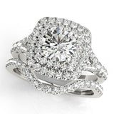 1.00 ct tw Round cut Diamond Double Halo Engagement Ring Setting (1/2 ct tw) In 18k White Gold - simonbjewels.co