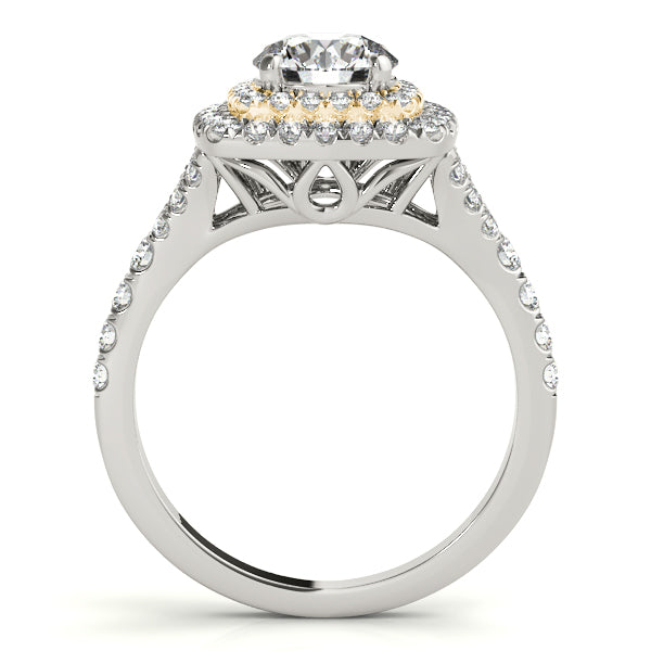 1.00 ct tw Round cut Diamond Double Halo Engagement Ring Setting (1/2 ct tw) In 18k White Gold - simonbjewels.co