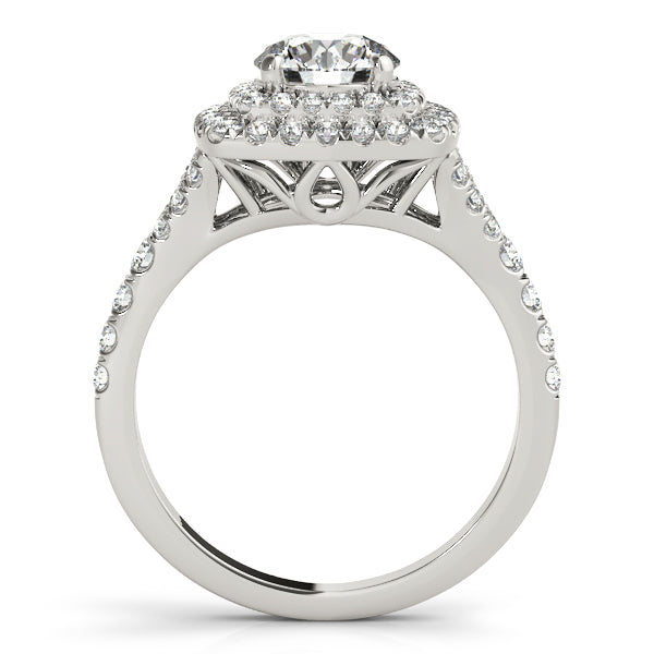 1.00 ct tw Round cut Diamond Double Halo Engagement Ring Setting (1/2 ct tw) In 18k White Gold - simonbjewels.co