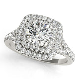 1.00 ct tw Round cut Diamond Double Halo Engagement Ring Setting (1/2 ct tw) In 18k White Gold - simonbjewels.co