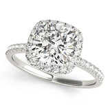 2.00 ct tw Cushion cut Diamond Halo Engagement Ring Setting (1/3 ct tw) In 18k White Gold - simonbjewels.co