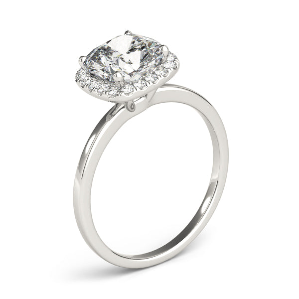 1.50 ct tw Cushion cut Diamond Halo Engagement Ring Setting (1/8 ct tw) In 18k White Gold - simonbjewels.co