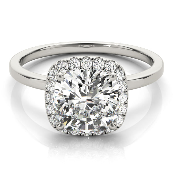 1.50 ct tw Cushion cut Diamond Halo Engagement Ring Setting (1/8 ct tw) In 18k White Gold - simonbjewels.co