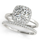 1.50 ct tw Cushion cut Diamond Halo Engagement Ring Setting (1/8 ct tw) In 18k White Gold - simonbjewels.co