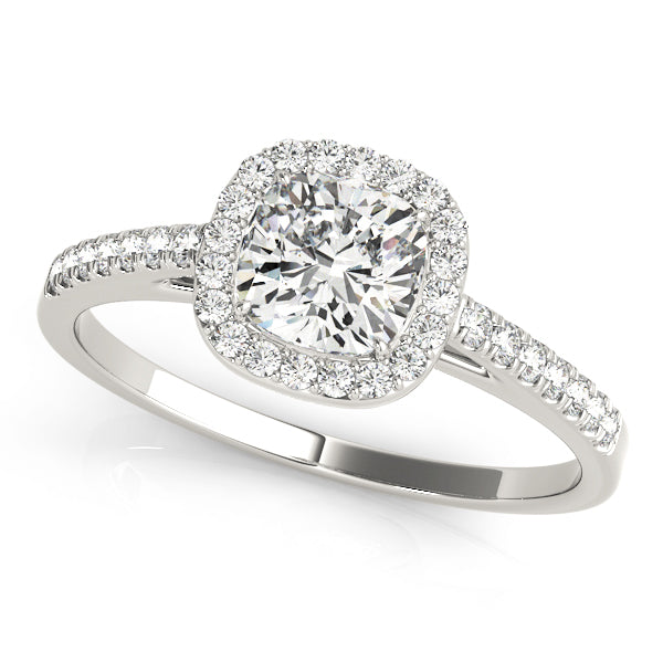 1.35 ct tw Cushion cut Halo Diamond Engagement Ring Setting (1/3 ct tw) In 18k White Gold - simonbjewels.co