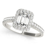 1.00 ct tw Emerald cut Diamond Engagement Ring Setting (1/4 ct tw) In 18k White Gold - simonbjewels.co