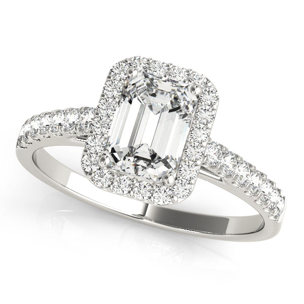 1.00 ct tw Emerald cut Diamond Engagement Ring Setting (1/4 ct tw) In 18k White Gold - simonbjewels.co