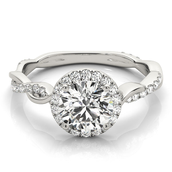 1.00 ct tw Round cut Diamond Halo Twist Engagement Ring Setting (1/3 ct tw) In 18k White Gold - simonbjewels.co
