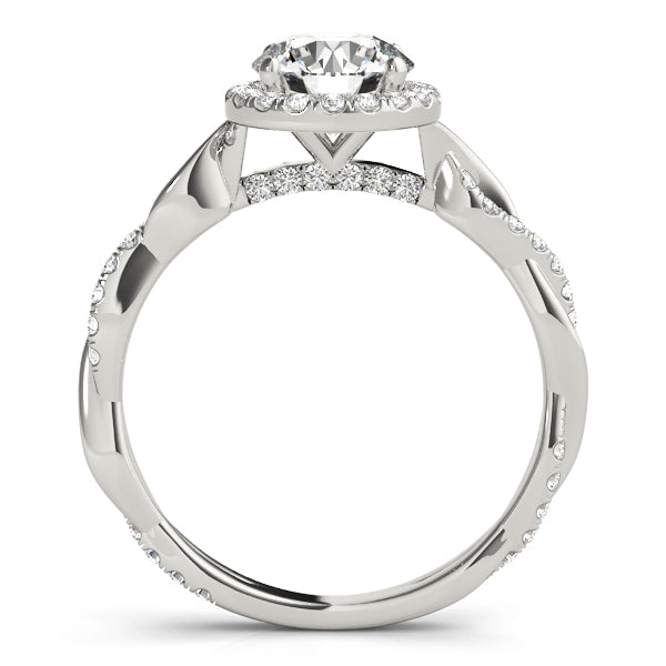 1.00 ct tw Round cut Diamond Halo Twist Engagement Ring Setting (1/3 ct tw) In 18k White Gold - simonbjewels.co